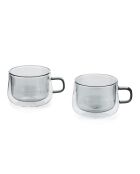 Lot de 2 Mugs Ambra double paroi en verre gris - 22cl