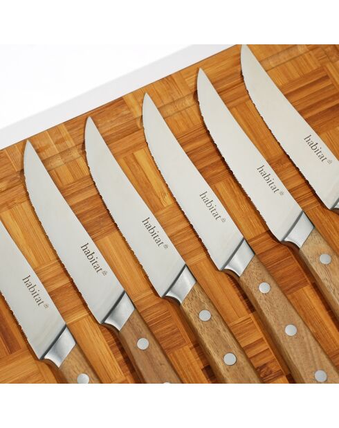 Lot de 6 couteaux à steak Neva bois