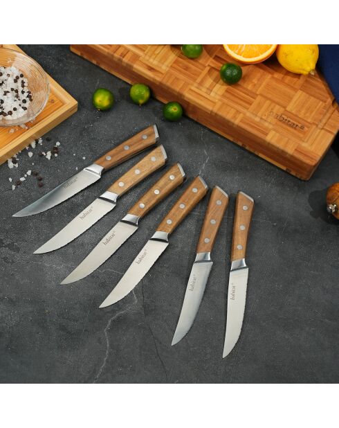 Lot de 6 couteaux à steak Neva bois