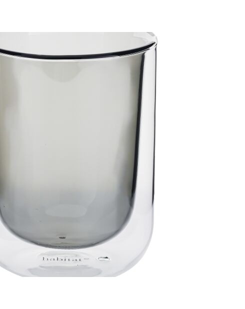 Lot de 2 Tasses Ambra double paroi en verre grises - 20cl