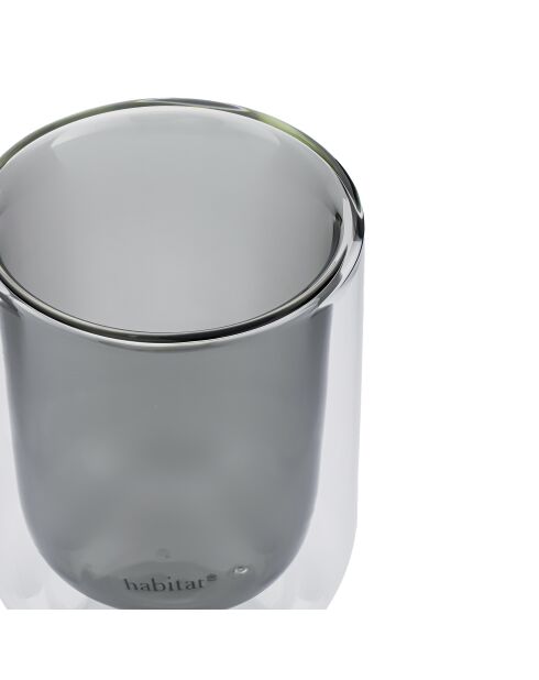 Lot de 2 Tasses Ambra double paroi en verre grises - 20cl