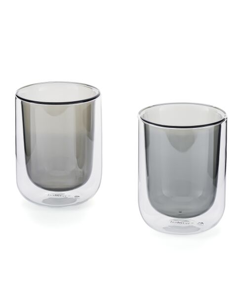 Lot de 2 Tasses Ambra double paroi en verre grises - 20cl