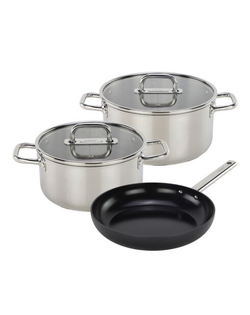 Bernstein-Set aus silberfarbenem und schwarzem Edelstahl, 5-teilig
