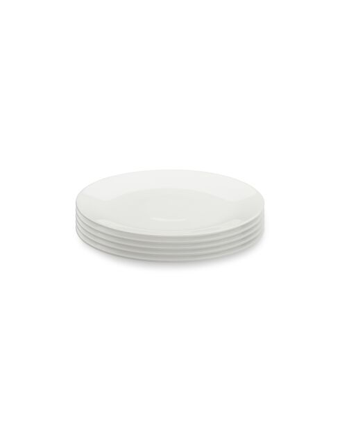 Lot de 6 assiettes dessert Taidu II en bone china blanc - 20,4 cm