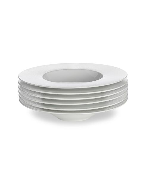 Lot de 6 assiettes creuses Solène blanches - 23 cm
