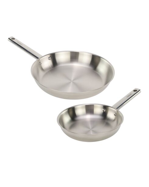 2er-Set Horizon Bratpfannen aus versilbertem Edelstahl, 20/28 cm
