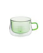 Lot de 2 Mugs double paroi en verre Ambra verts - 22cl