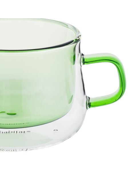 Lot de 2 Mugs double paroi en verre Ambra verts - 22cl