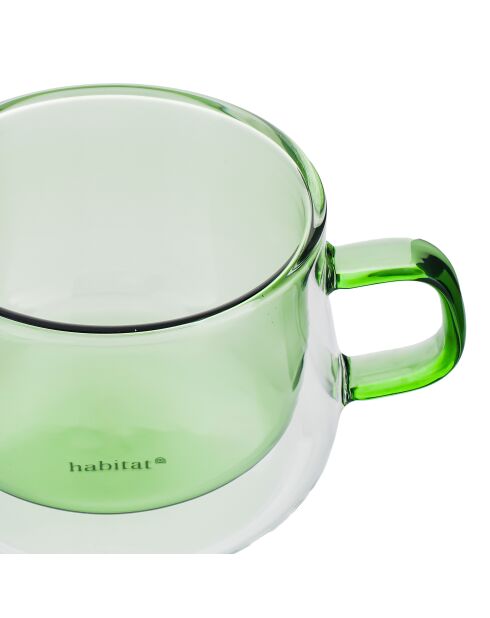 Lot de 2 Mugs double paroi en verre Ambra verts - 22cl