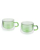 Lot de 2 Mugs double paroi en verre Ambra verts - 22cl