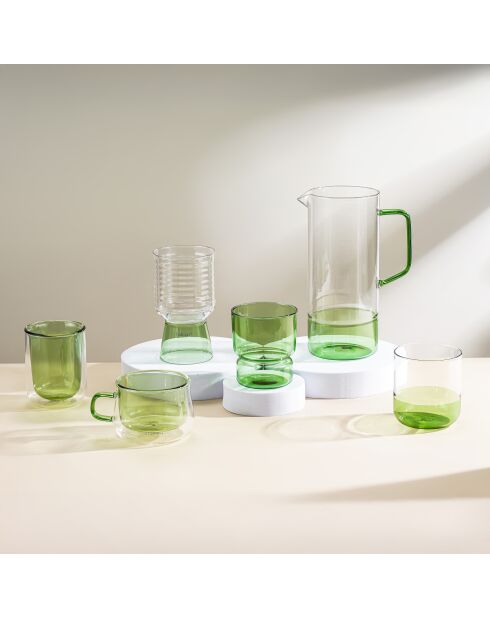 Lot de 2 Mugs double paroi en verre Ambra verts - 22cl