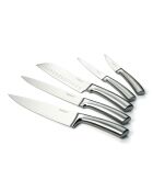 Set de 5 cuchillos Selena de acero inoxidable y afilador 3 en 1 plateado/blanco