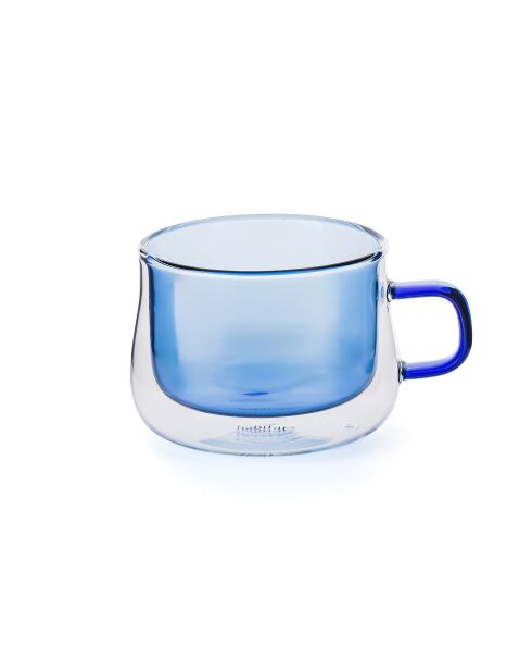 Lot de 2 Mugs double paroi en verre Ambra bleus - 22cl