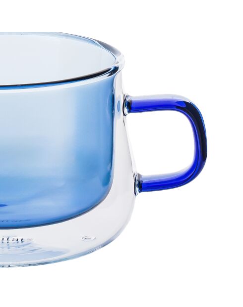 Lot de 2 Mugs double paroi en verre Ambra bleus - 22cl