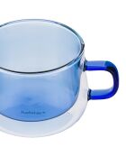 Lot de 2 Mugs double paroi en verre Ambra bleus - 22cl