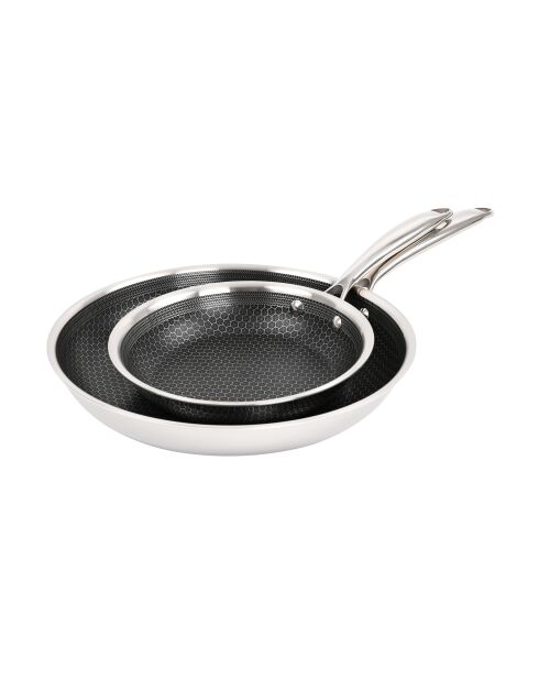Hera Triplex-Bratpfannen mit Antihaftbeschichtung, Schwarz/Silber, 20/28 cm, 2 Stück