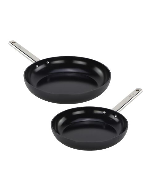 Set aus 2 Opera Aluminiumpfannen mit Vollinduktions-Keramikbeschichtung schwarz - 24/28 cm