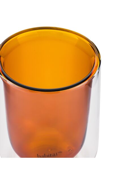 Lot de 2 Tasses Ambra double paroi en verre orange - 20cl