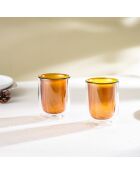 Lot de 2 Tasses Ambra double paroi en verre orange - 20cl