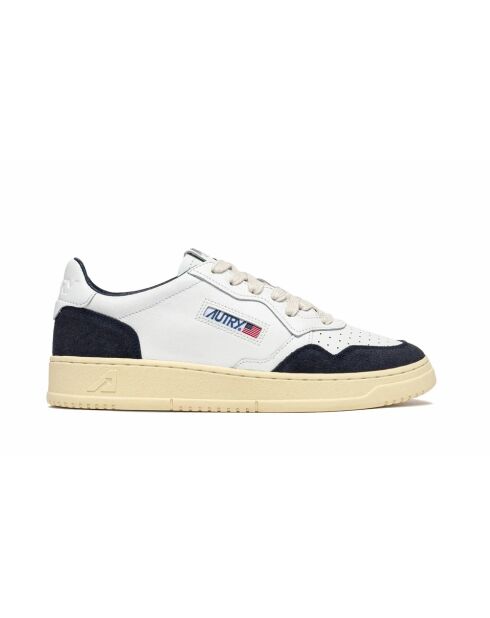 Lage sneakers van Medalist in zacht leer en wit en oceanoblauw suède