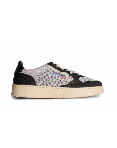 Lage sneakers van Ease Knit in tweekleurig ivoor en zwart gaas