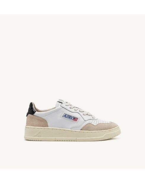 Lage sneakers van Medalist in wit, zwart en beige leer