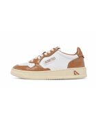 Medalist Low-Top-Sneaker für Damen aus weißem und karamellbraunem Lackleder