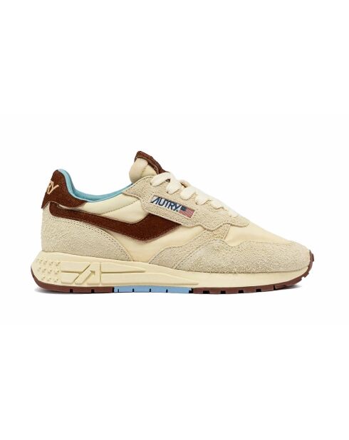 Low-top sneakers van Reelwind van suède, nylon en bruin materiaal met pony-rutabaga-effect