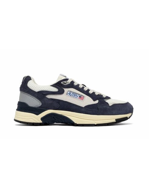 Hyperway Low-Top-Sneaker aus Veloursleder und zweifarbigem Mesh in Spaceblau und Silber