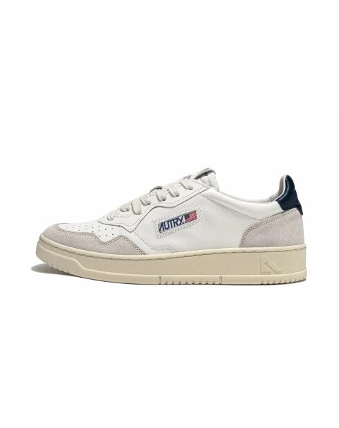 Medalist Low-Top-Sneaker für Damen aus weißem, schwarzem und beigem Leder
