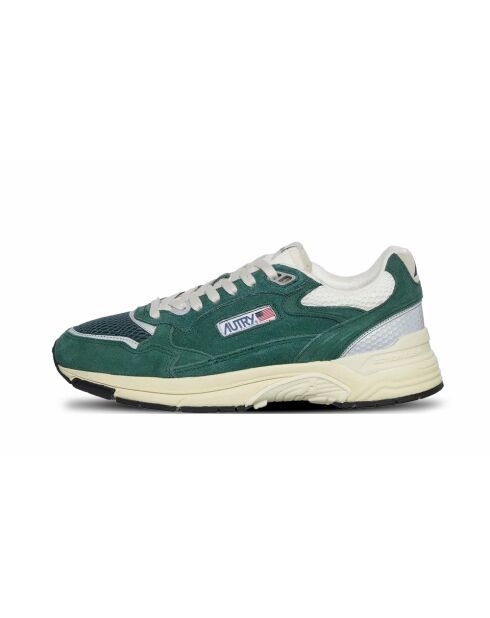 Hyperway Low-Top-Sneaker für Herren aus Veloursleder und Malachit sowie silbernem Mesh