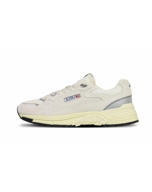 Hyperway Low-Top-Sneaker für Damen aus weißem und silbernem Veloursleder und Mesh