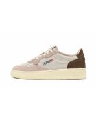 Low-Top-Sneaker Medalist aus Leder und Veloursleder in Puder und Ebenholz