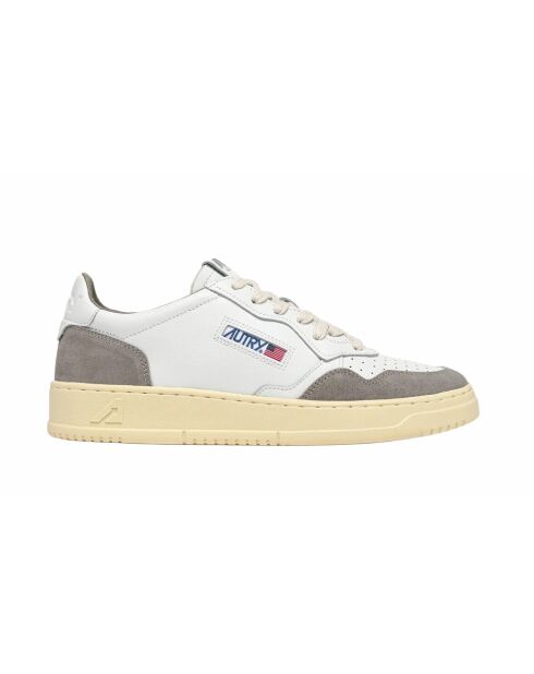 Low-Top-Sneaker Medalist aus weichem Leder und weißem Veloursleder und Vapor