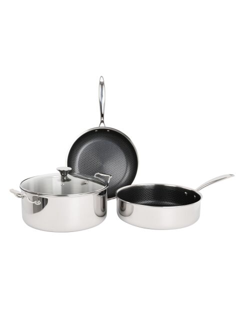 Hera Triplex Antihaft-Set 4-teilig schwarz/silber