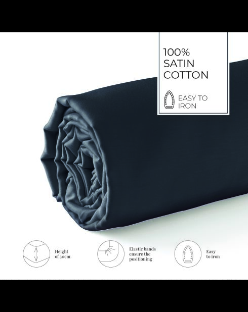 Drap-housse satin de coton gris 03