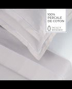 Set lenzuolo piatto + lenzuolo con angoli elasticizzati + federe rettangolari in percalle di cotone Grenoble taupe