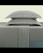 Parure petit drap plat + drap-housse + taies rectangles satin de coton Biarritz taupe
