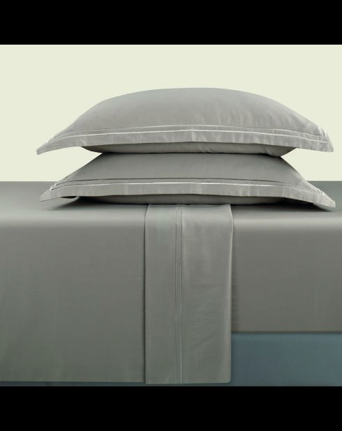 Parure petit drap plat + drap-housse + taies rectangles satin de coton Biarritz taupe
