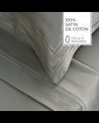 Parure petit drap plat + drap-housse + taies rectangles satin de coton Biarritz taupe