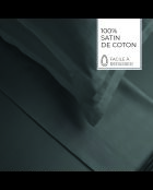 Parure maxi drap plat + drap-housse + taies rectangles satin de coton rayure tissé dobby Jacquard gris 02