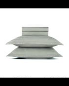 Parure maxi drap plat + drap-housse + taies rectangles satin de coton rayure tissé dobby Jacquard taupe 01