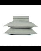 Parure drap plat + drap-housse + taies rectangles satin de coton rayure tissé dobby Jacquard taupe 01