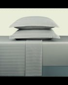 Parure drap plat + drap-housse + taies rectangles satin de coton rayure tissé dobby Jacquard taupe 01