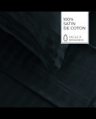 Parure petit drap plat + drap-housse + taies rectangles satin de coton rayure tissé dobby Jacquard gris 03
