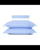 Parure maxi drap plat + drap-housse + taies carrées coton percale Grenoble bleu clair
