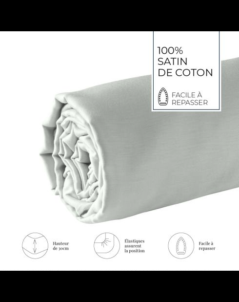 Lenzuolo con angoli elasticizzati in cotone satinato Uni taupe 05