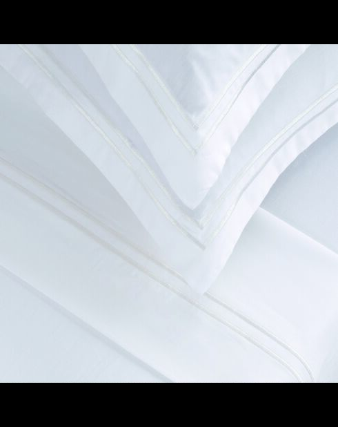 Parure petit drap plat + drap-housse + taies rectangles satin de coton Biarritz blanc