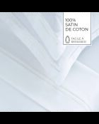 Parure petit drap plat + drap-housse + taies rectangles satin de coton Biarritz blanc