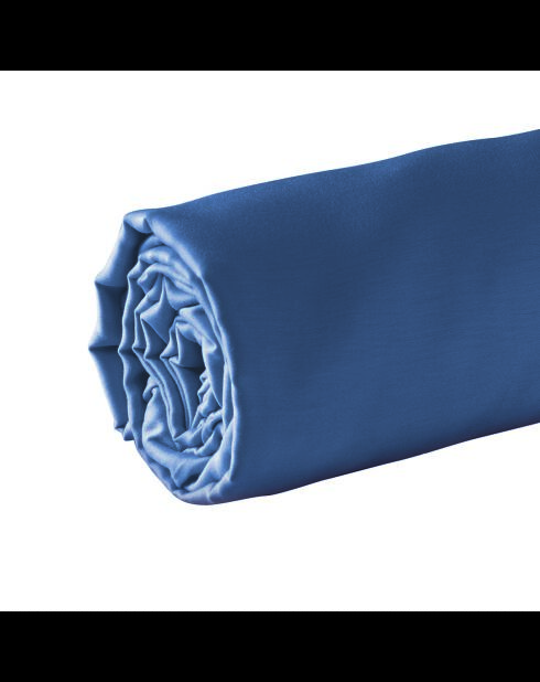 Drap-housse satin de coton Uni bleu 06